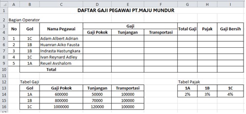 Soal Tes Excel Ujian Praktek